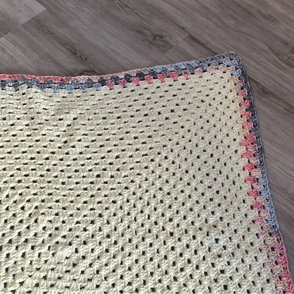 New Handmade Crochet Pastel Yellow Granny Square Blanket